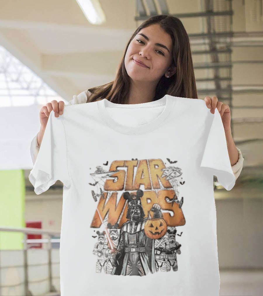 Star Wars Darth Vader Mickey Ears Stormtroopers Halloween Pumpkin T-Shirt