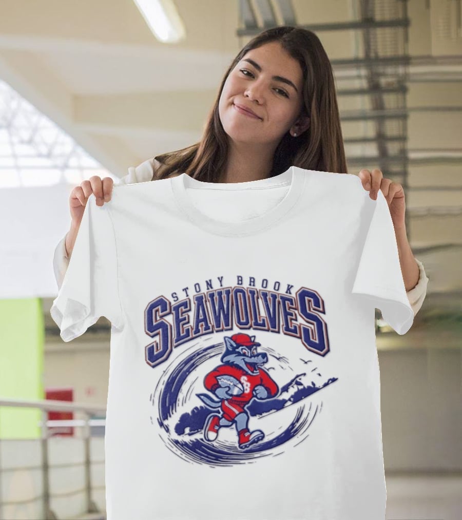 Stony Brook Seawolves Mascot Football Sportswear T-Shirt