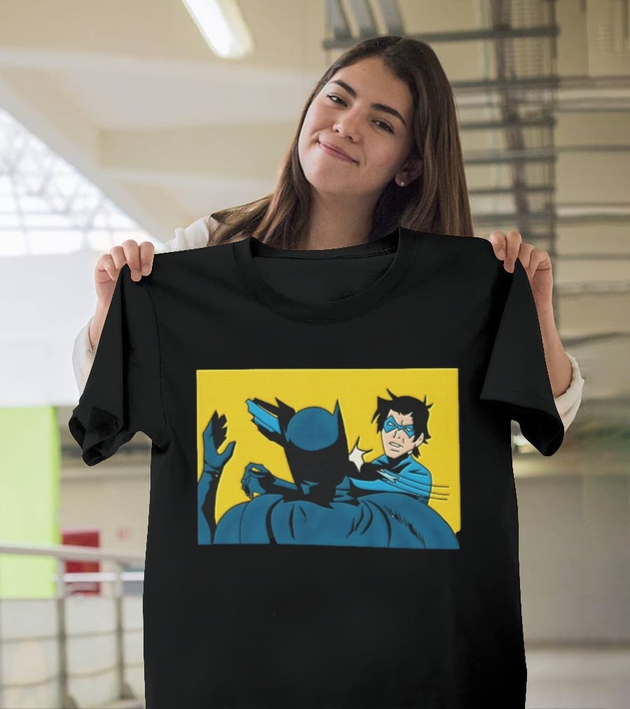 Nightwing Slapping Batman Meme Comic Panel Yellow T-Shirt