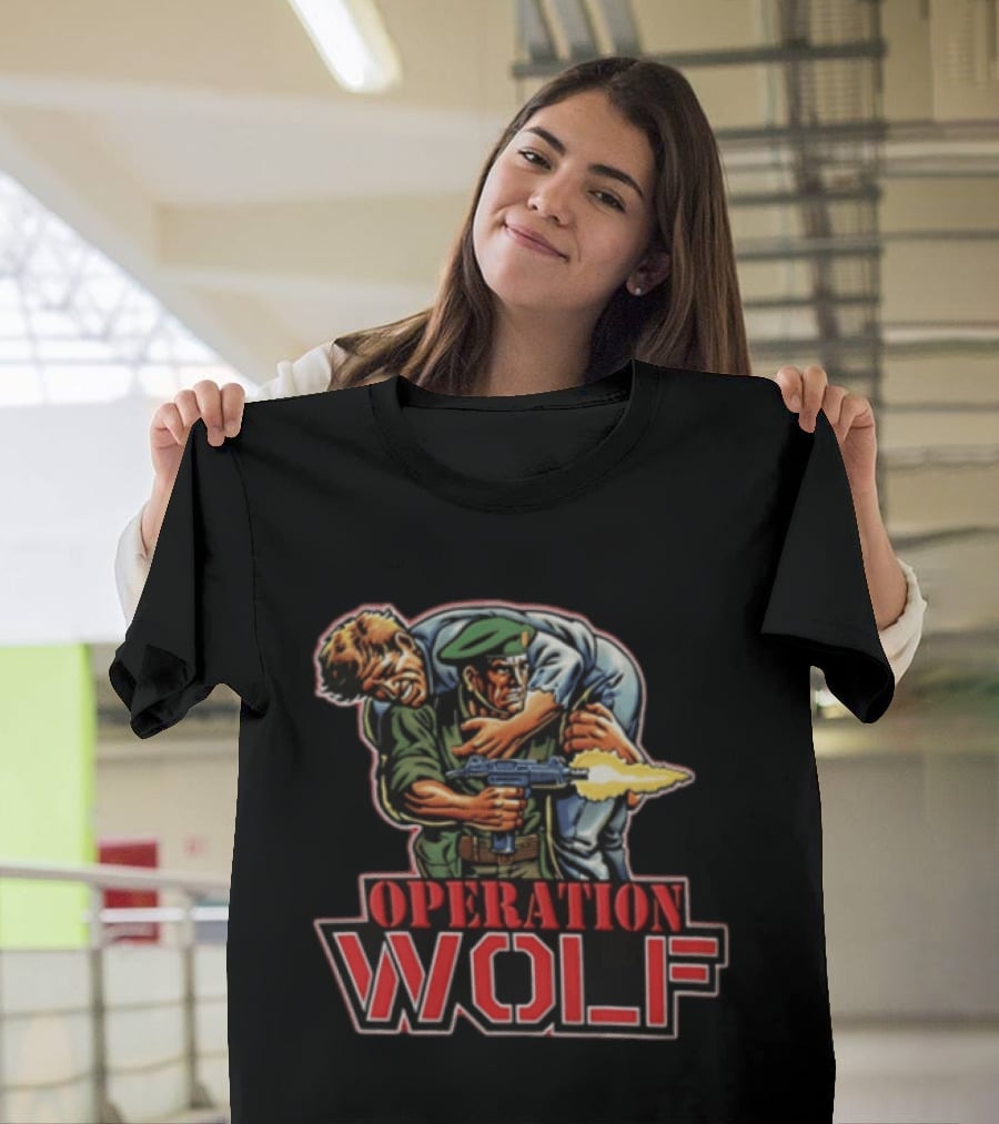 Operation Wolf Arcade Game Cover Art Soldier Carrying Comrade T-Shirt