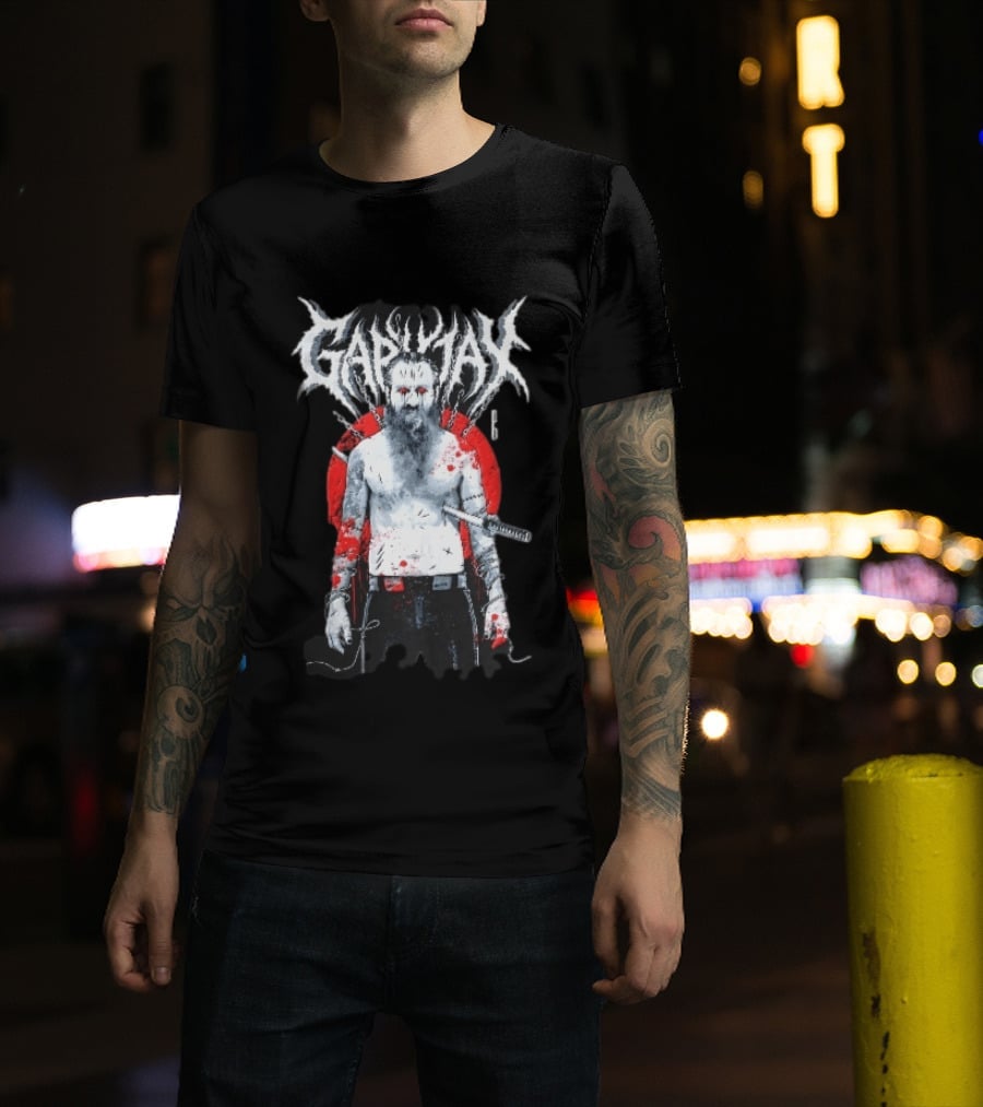 Gapjax Bloody Man Katana Sword Barbed Wire T-Shirt