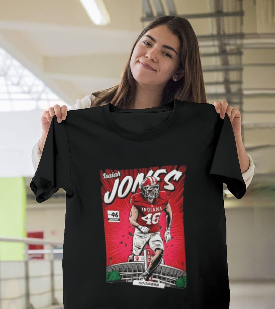 Indiana Hoosiers #46 Isaiah Jones Comic Stadium Edition T-Shirt