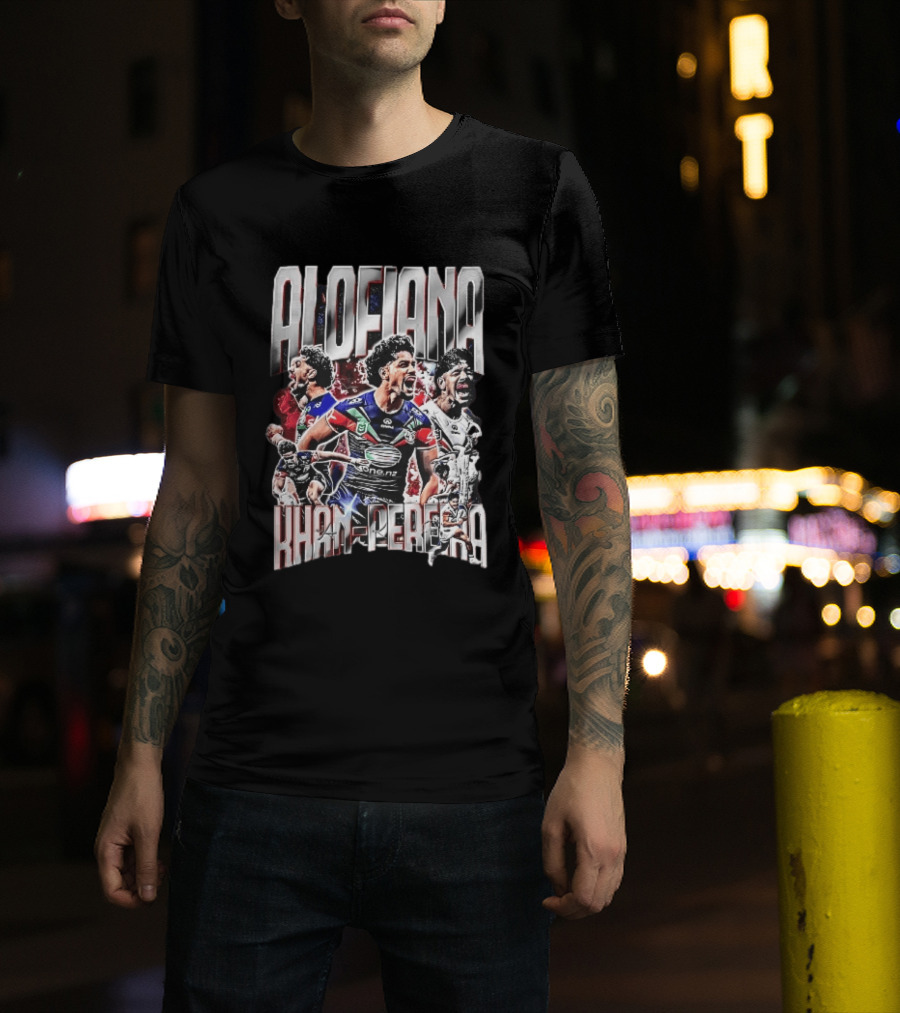 Alofiana Khan Pereira Rugby Action Collage Bootleg One New Zealand Warriors T-Shirt