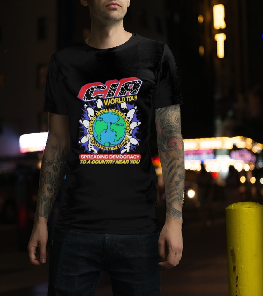 CIA World Tour Spreading Democracy To A Country Near You Earth Map T-Shirt