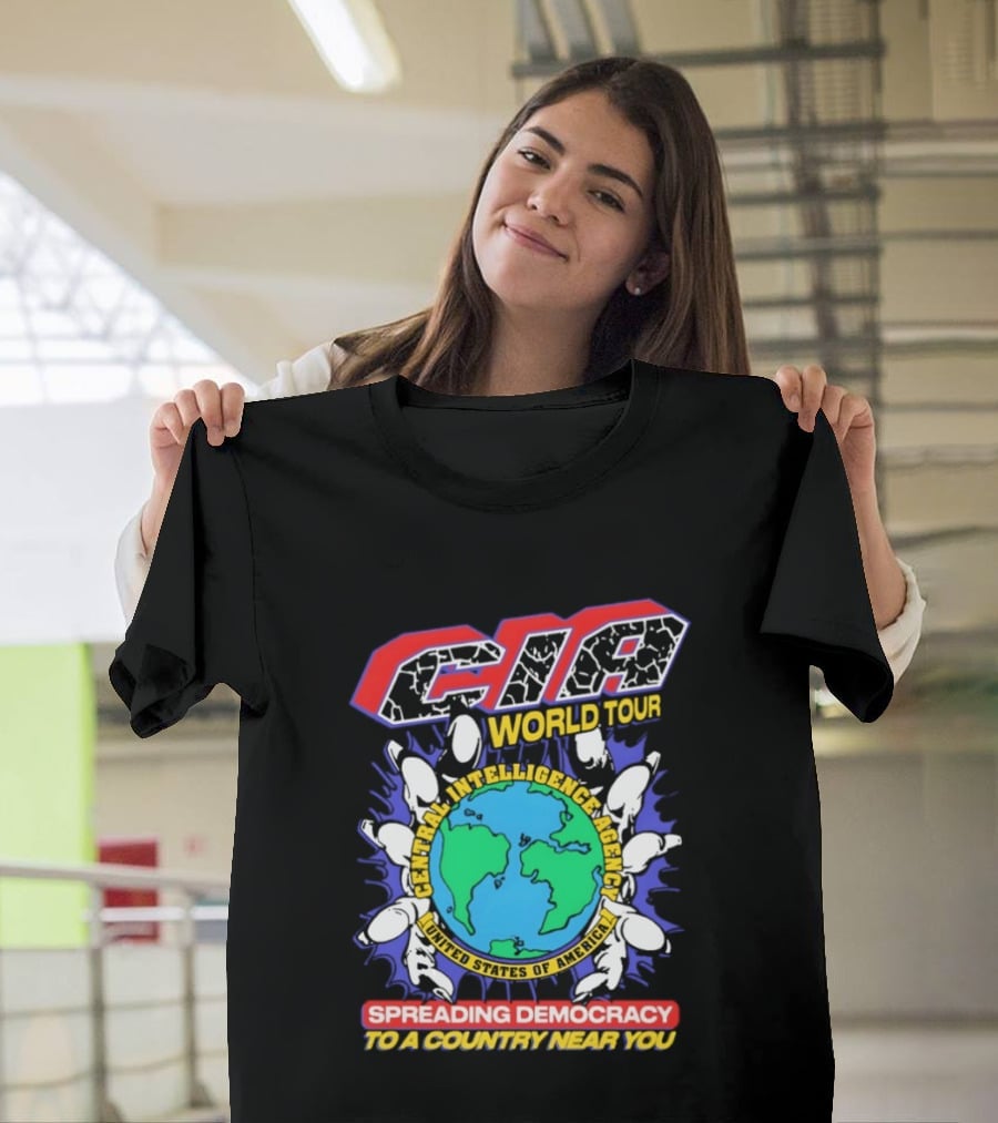 CIA World Tour Spreading Democracy To A Country Near You Earth Map T-Shirt