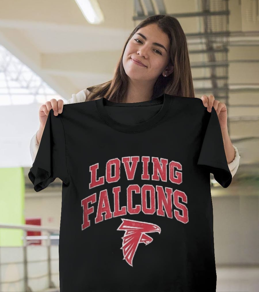 Loving Falcons Distressed Arched Varsity Bird T-Shirt
