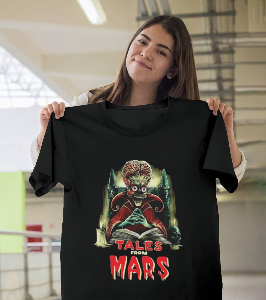 Mars Attacks Tales From Mars Alien Reading Book T-Shirt