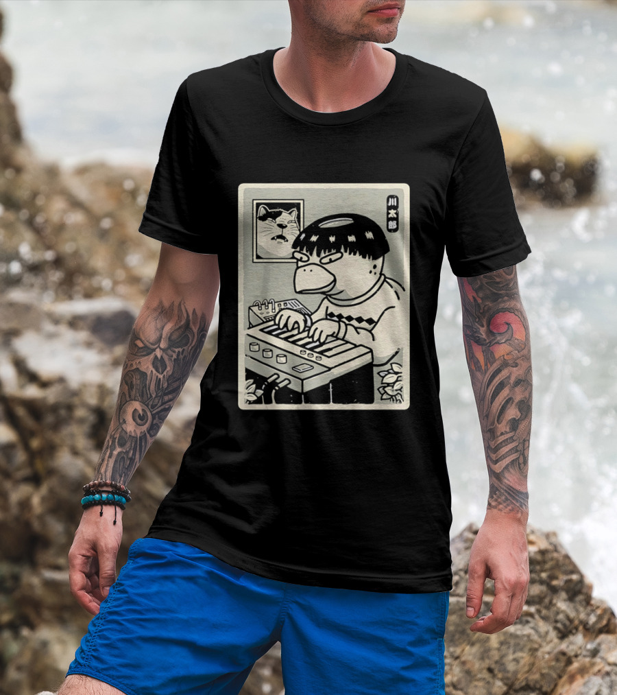 Yokai Synths Kappa Playing Keyboard Japanese Monster T-Shirt