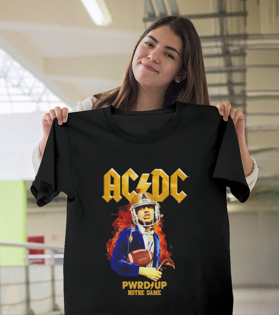 ACDC PWR UP Notre Dame Irish Football T-Shirt