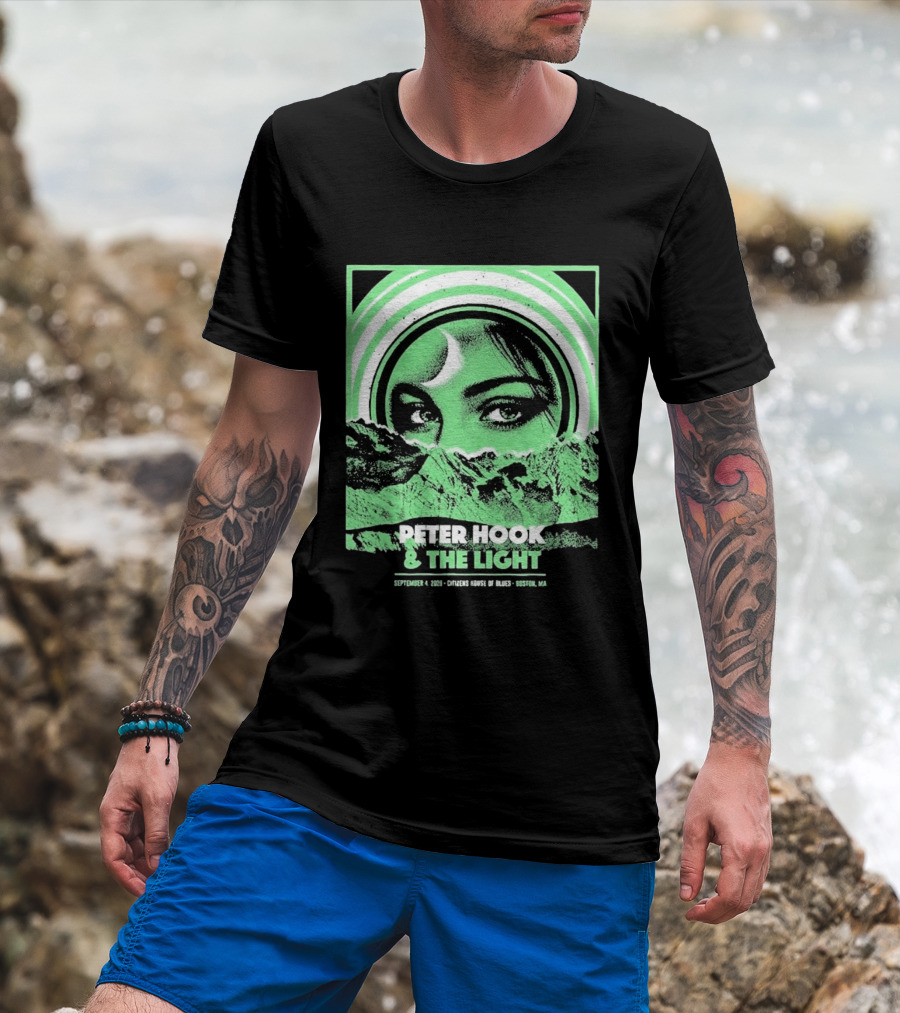 Peter Hook And The Light Boston MA Citizens House Of Blues September 4 2026 Event Crescent Moon Woman's Eyes Green Mountains T-Shirt