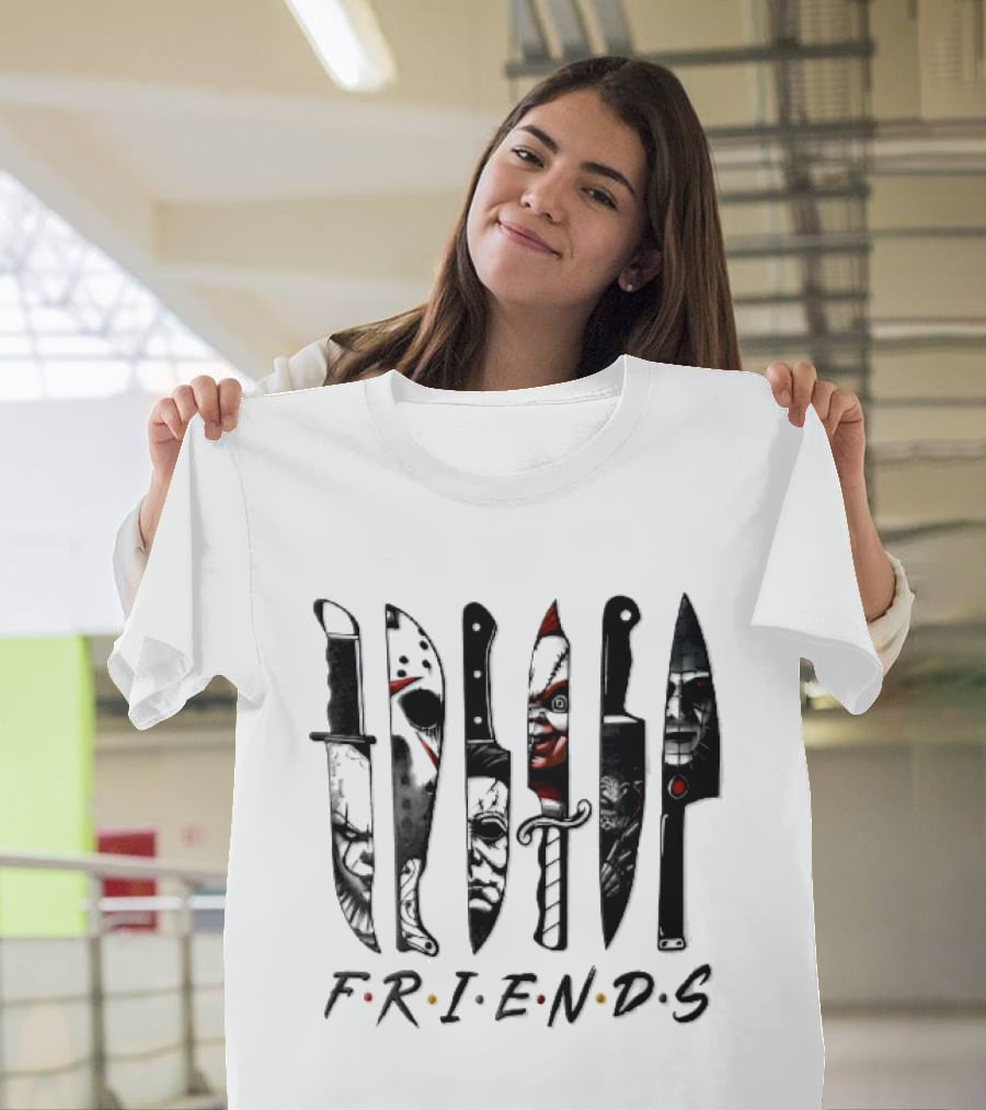 Friends Horror Movie Villains Knife Blades T-Shirt