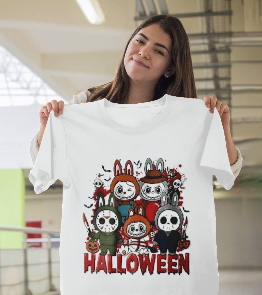 Halloween Cartoon Bunny Horror Characters Costumes Scary Masks T-Shirt