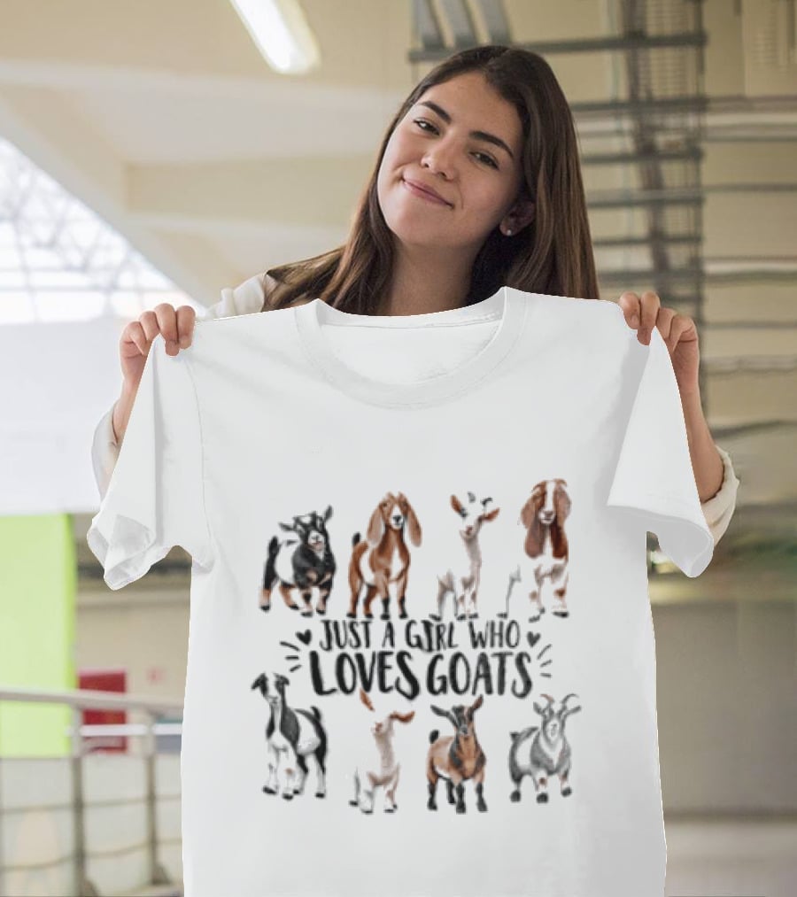 Just A Girl Who Loves Goats With Cute Goat Illustrations T-Shirt