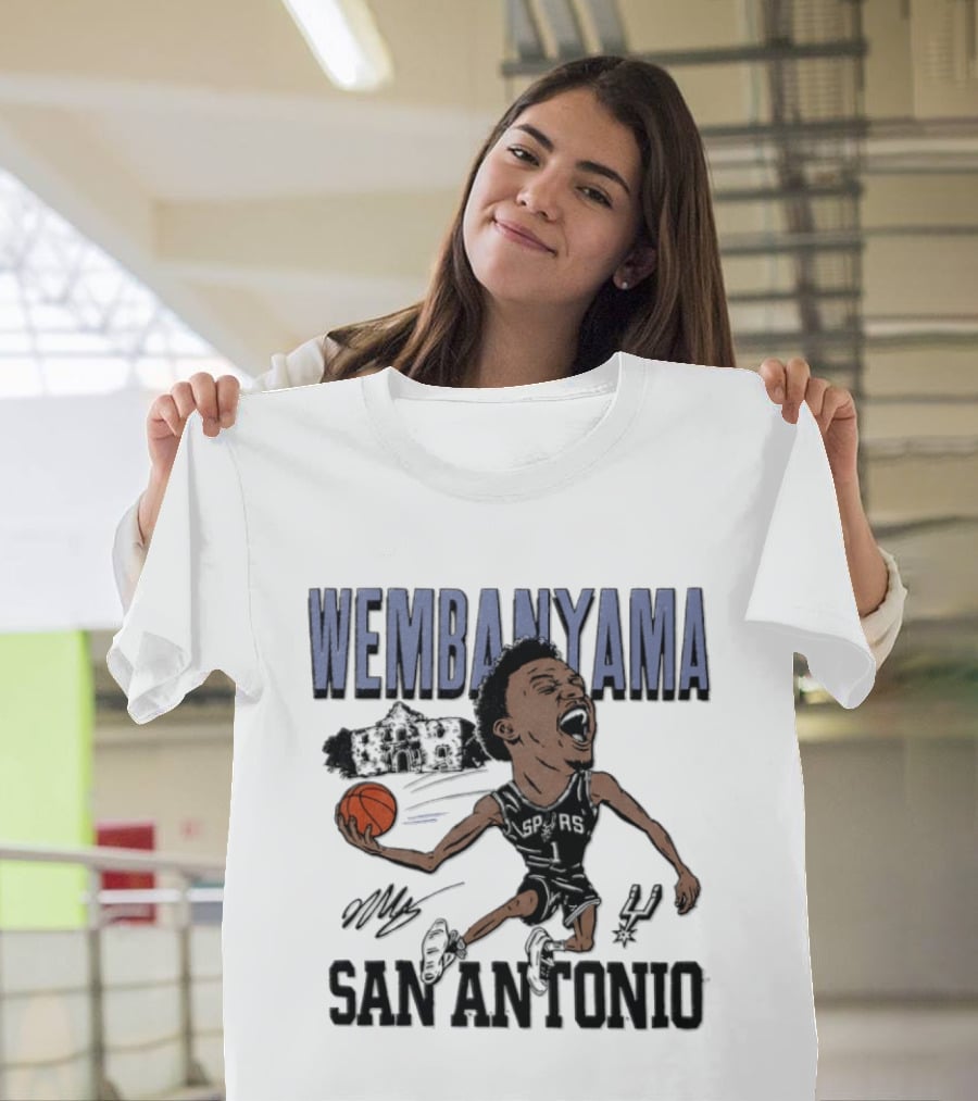 Wembanyama San Antonio Spurs Basketball NBA Caricature T-Shirt