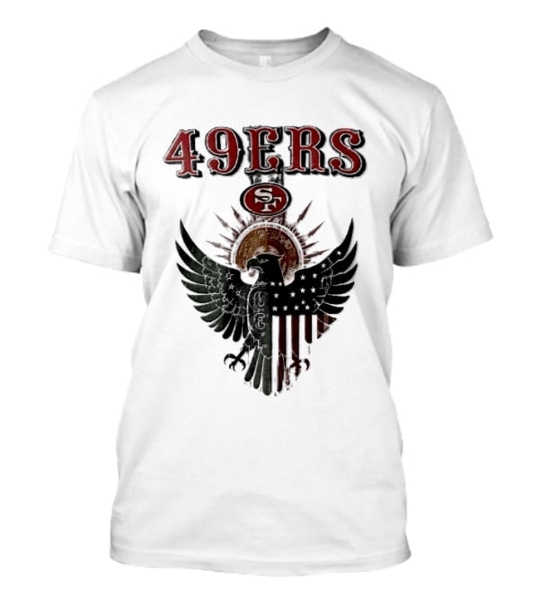 San Francisco 49ers Aztec Sunburst Eagle Mexican American Flag T-Shirt