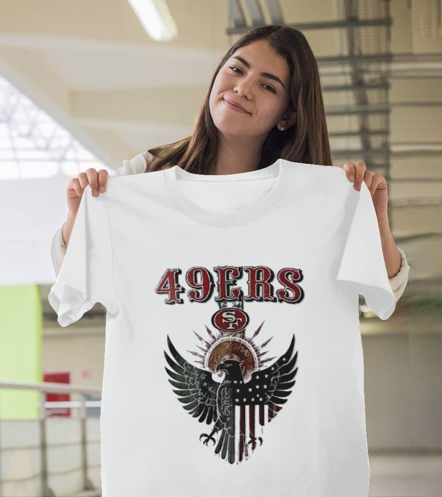 San Francisco 49ers Aztec Sunburst Eagle Mexican American Flag T-Shirt