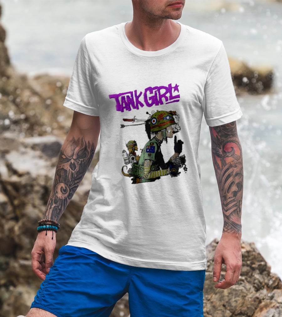 Tank Girl Charlie Dont Surf Punk Woman Helmet Gun Cigar Cartoon T-Shirt