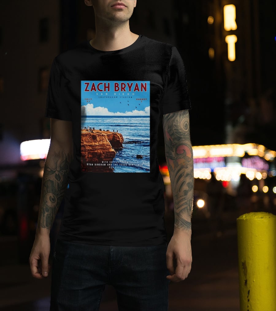 Zach Bryan San Diego Snapdragon Stadium July 31 August 1 With Support From Ryan Bingham The Texas Gentlemen Feu Fei T-Shirt
