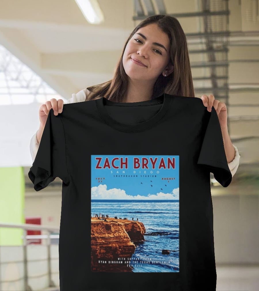Zach Bryan San Diego Snapdragon Stadium July 31 August 1 With Support From Ryan Bingham The Texas Gentlemen Feu Fei T-Shirt