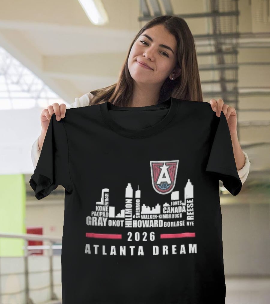 Atlanta Dream WNBA Nivar Kone Roster 2026 Atlanta City Skyline Shield T-Shirt