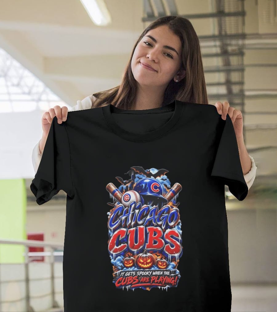 Chicago Cubs Halloween Spooky Baseball T-Shirt