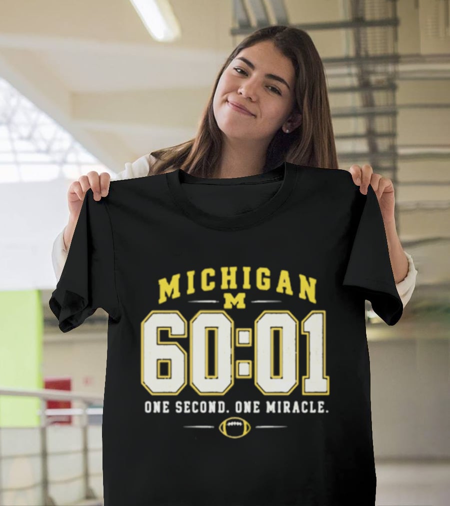 Michigan Wolverines 60 01 One Second One Miracle Football T-Shirt