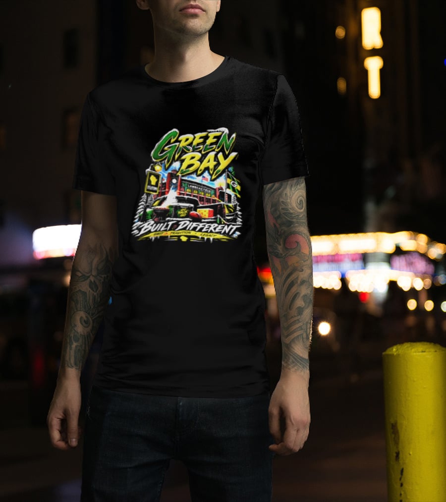 Green Bay Packers Built Different Grit Tradition Legacy Scenic Cheesehead Cityscape T-Shirt