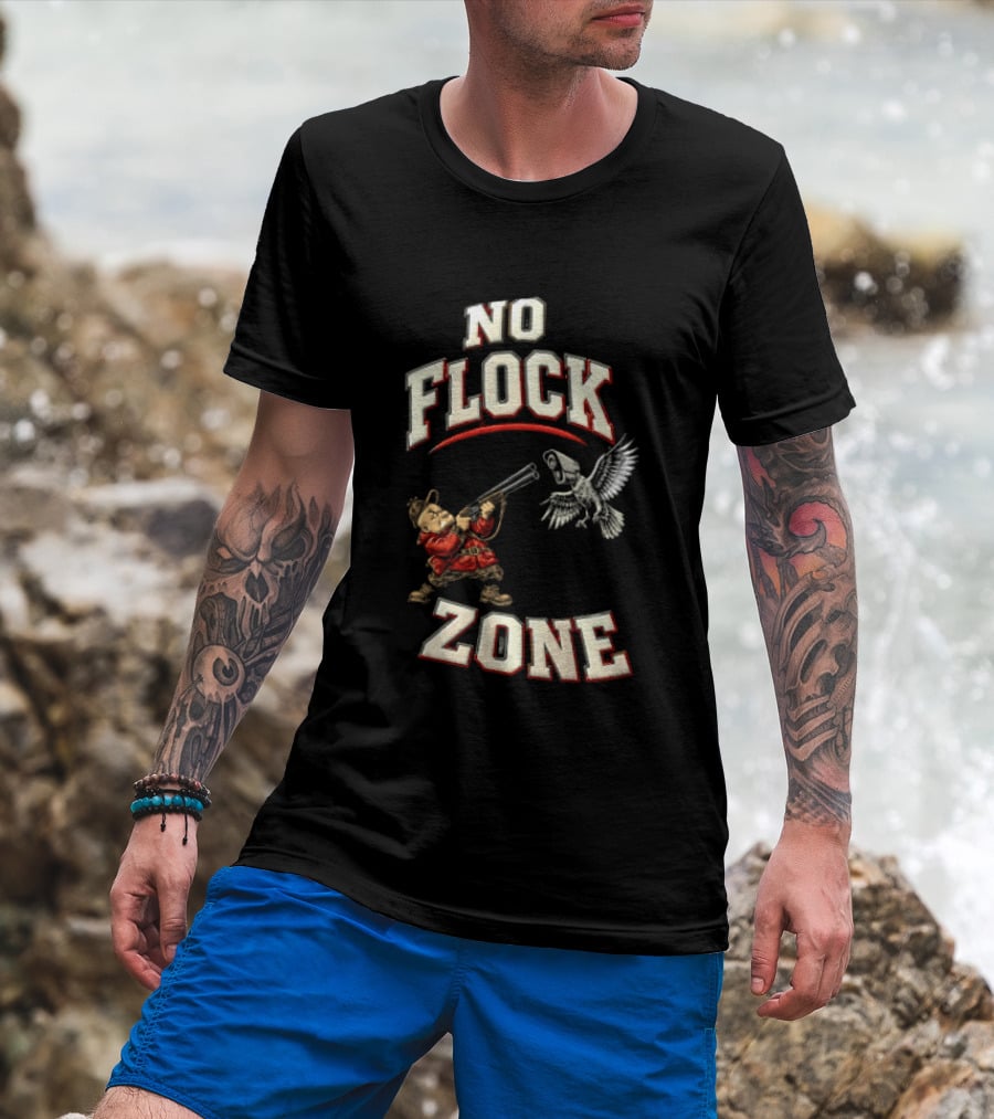 No Flock Zone Hunter With Surveillance Bird Vintage Look T-Shirt