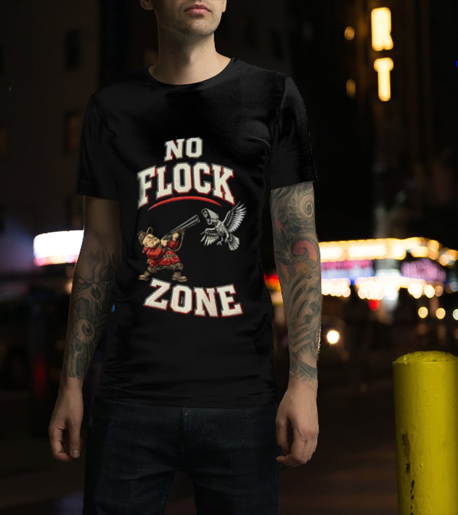 No Flock Zone Hunter With Surveillance Bird Vintage Look T-Shirt