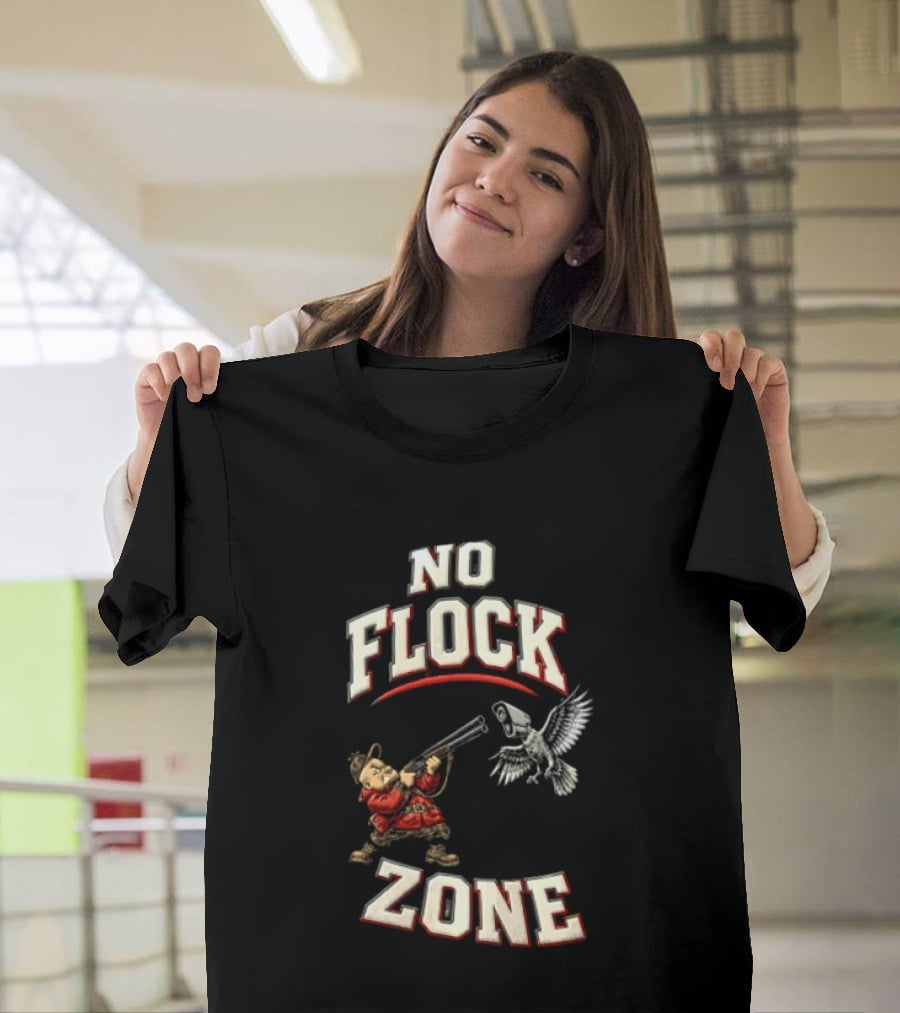 No Flock Zone Hunter With Surveillance Bird Vintage Look T-Shirt