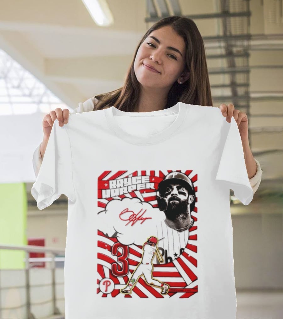 Bryce Harper Philadelphia Phillies 2026 MLB Signature Number 3 T-Shirt