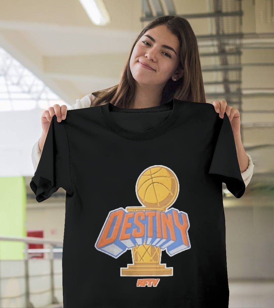 Destiny Gold Basketball Hoop Trophy Cartoon KFTV Orange Lettering T-Shirt