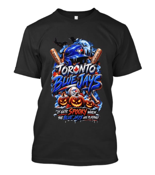 Toronto Blue Jays Halloween Spooky Baseball Theme Bat Pumpkins T-Shirt