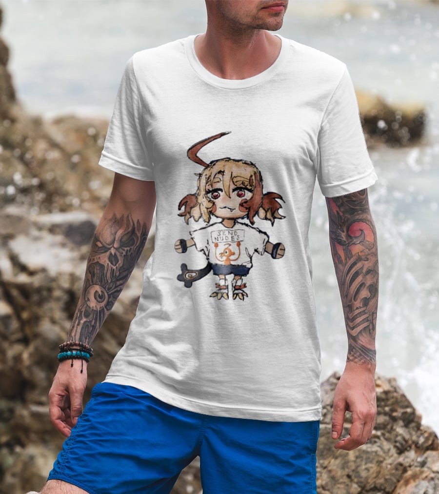 Send Nudes Chibi Anime Orange Creature Sketch T-Shirt