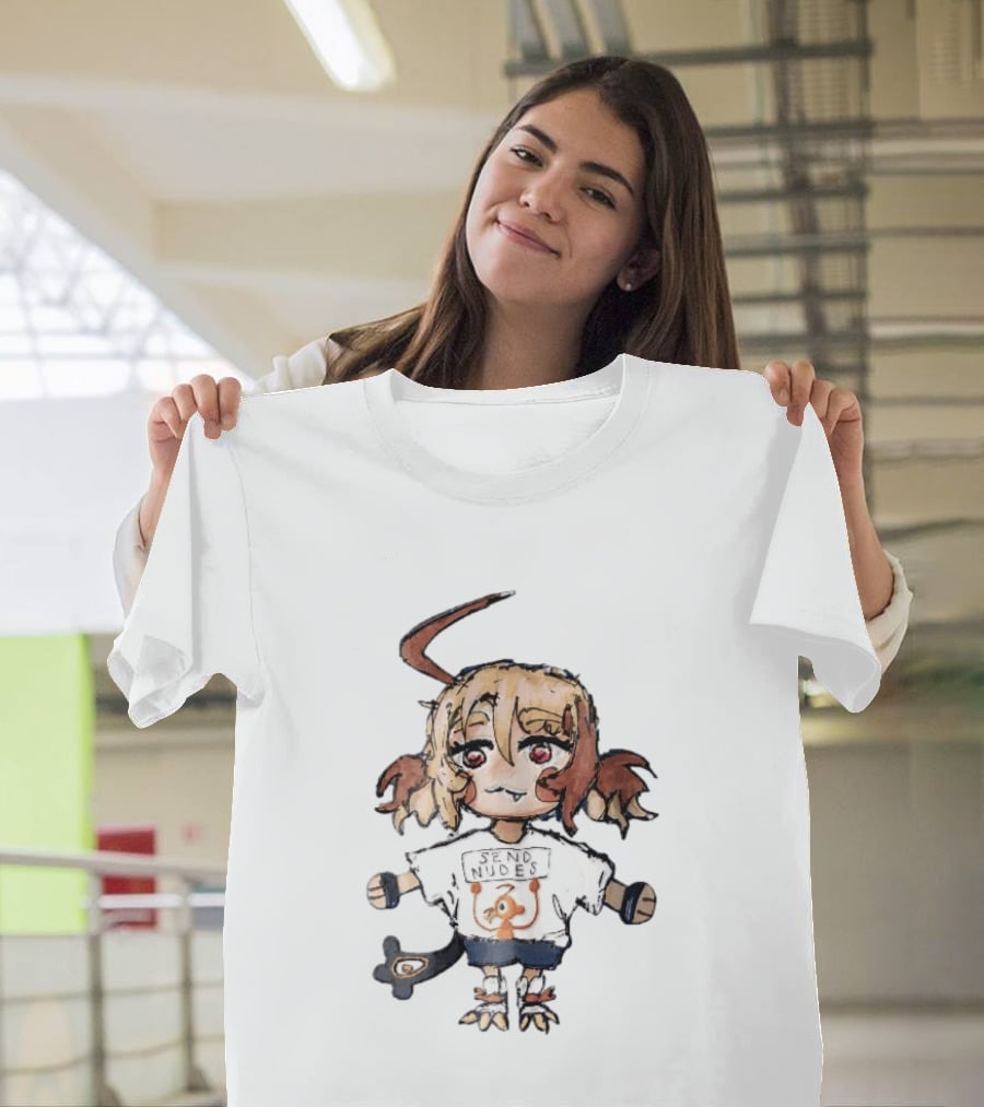 Send Nudes Chibi Anime Orange Creature Sketch T-Shirt
