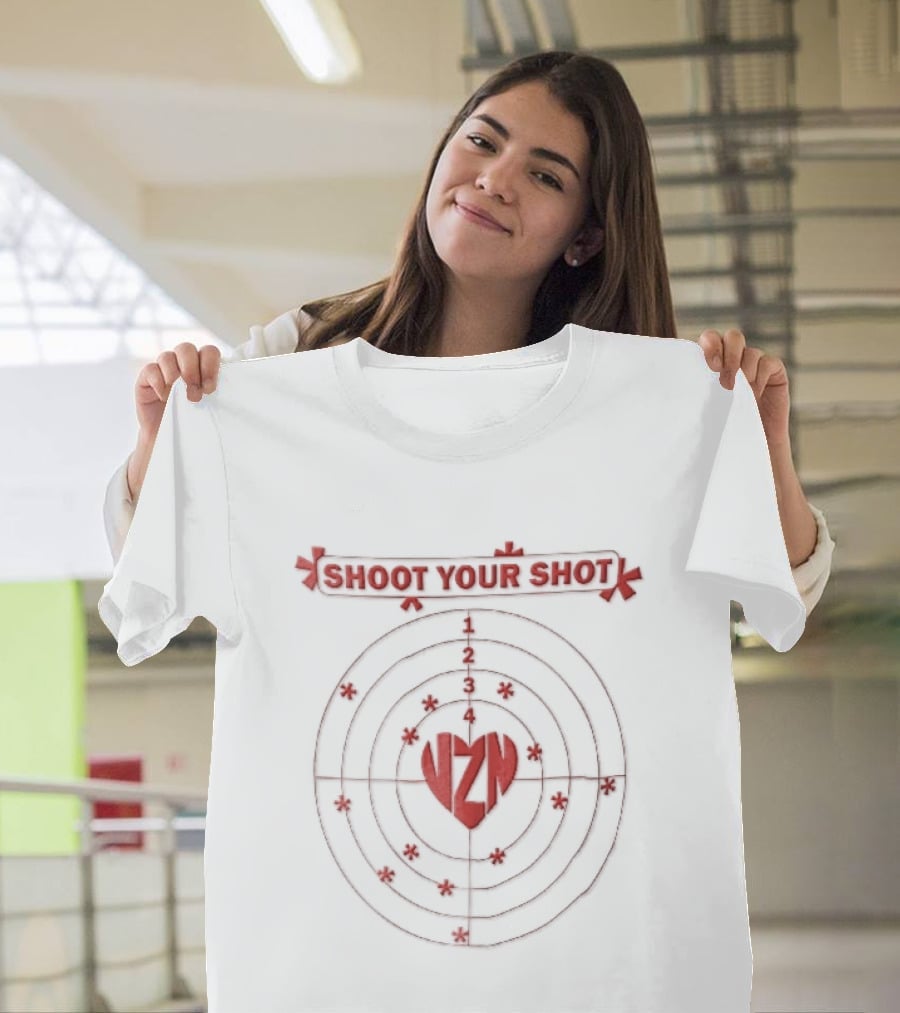 Shoot Your Shot Red Heart Concentric Target Board Vzn Asterisk Impacts T-Shirt