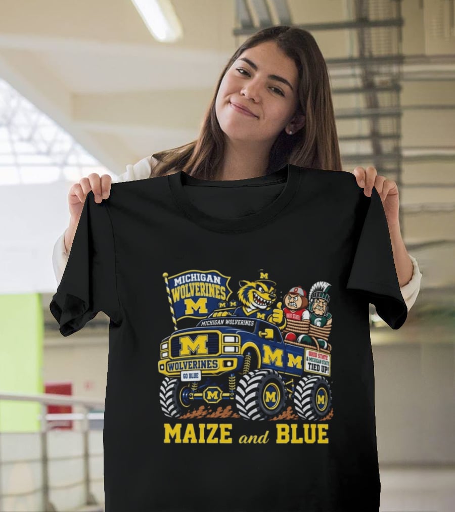 Michigan Wolverines Maize And Blue 2026 Ohio State And Michigan State Tied Up T-Shirt