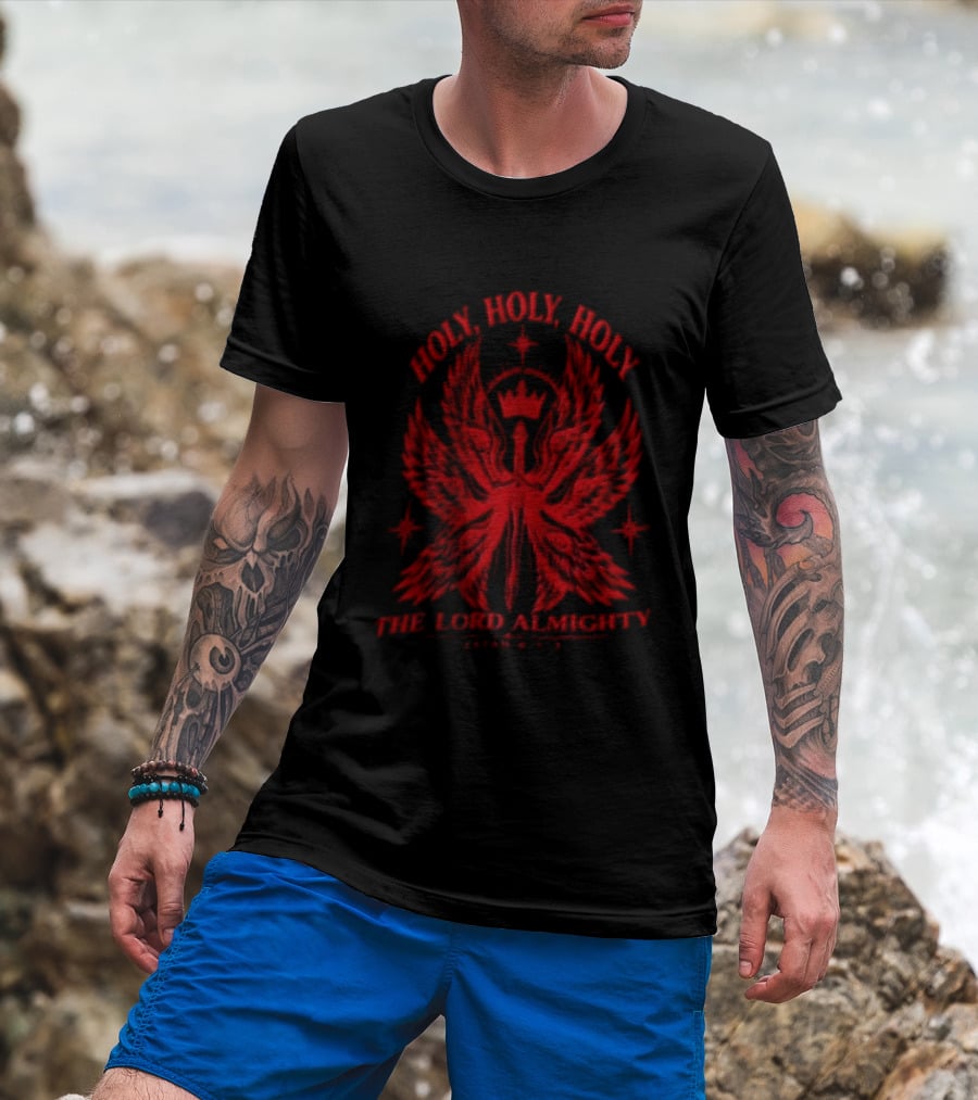 Holy Holy Holy The Lord Almighty Isaiah 6:2 3 Seraphim Angel Wings T-Shirt