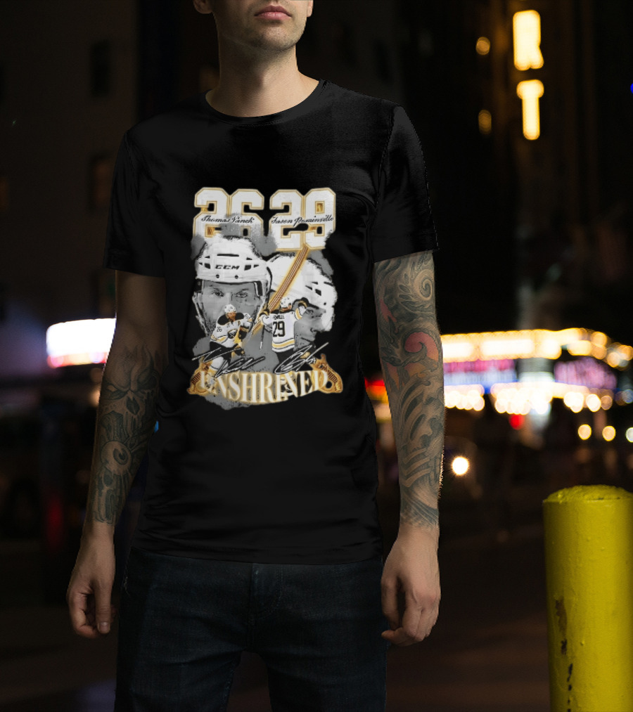 Thomas Vanek Jason Pominville 2026 Player Photos 26 29 Enshrined Buffalo Sabres Crossed Swords T-Shirt