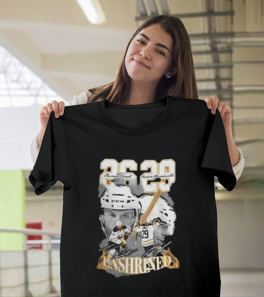 Thomas Vanek Jason Pominville 2026 Player Photos 26 29 Enshrined Buffalo Sabres Crossed Swords T-Shirt