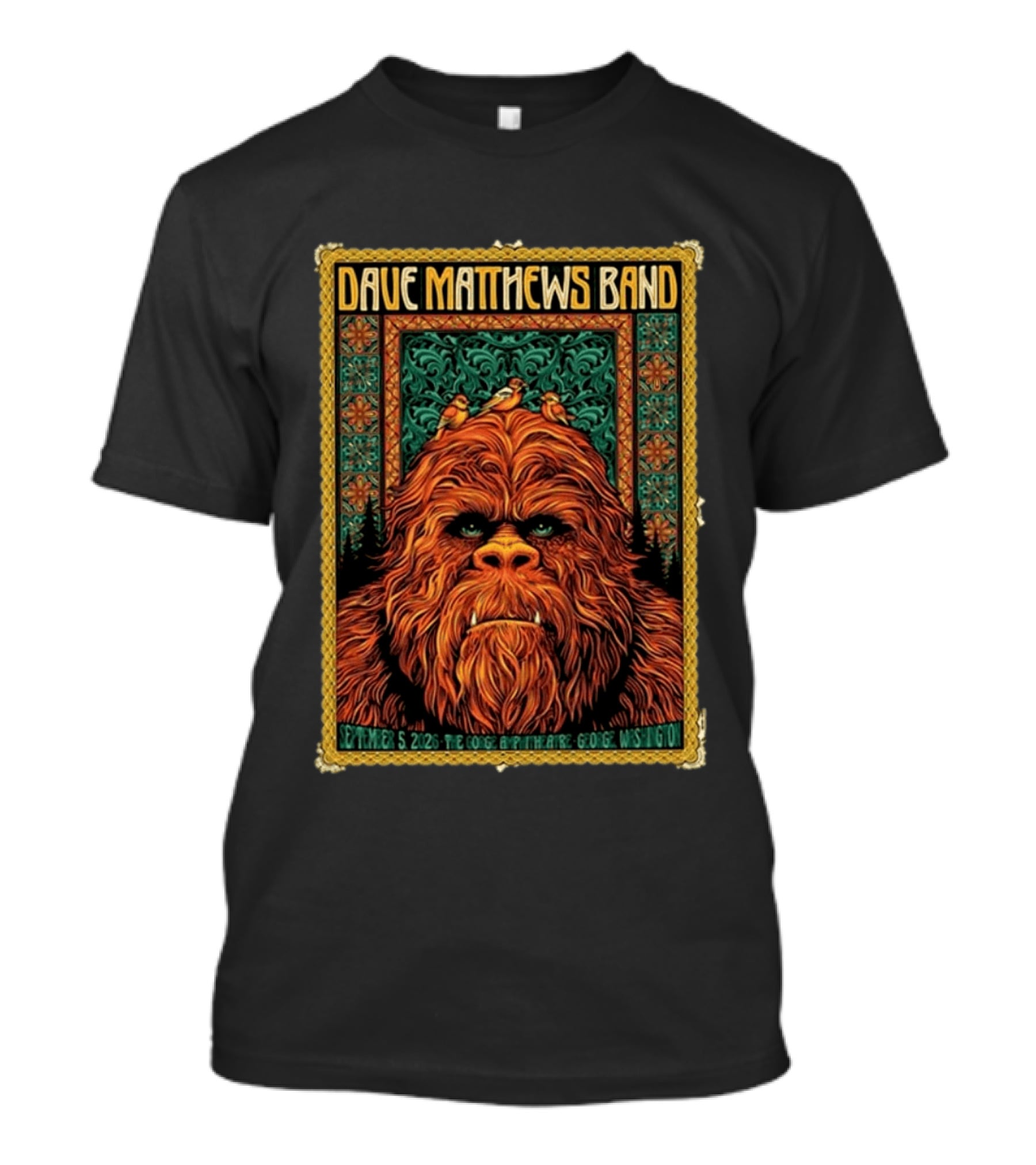 Dave Matthews Band The Gorge Amphitheatre George WA September 5 2026 Event With Orange Creature And Birds T-Shirt