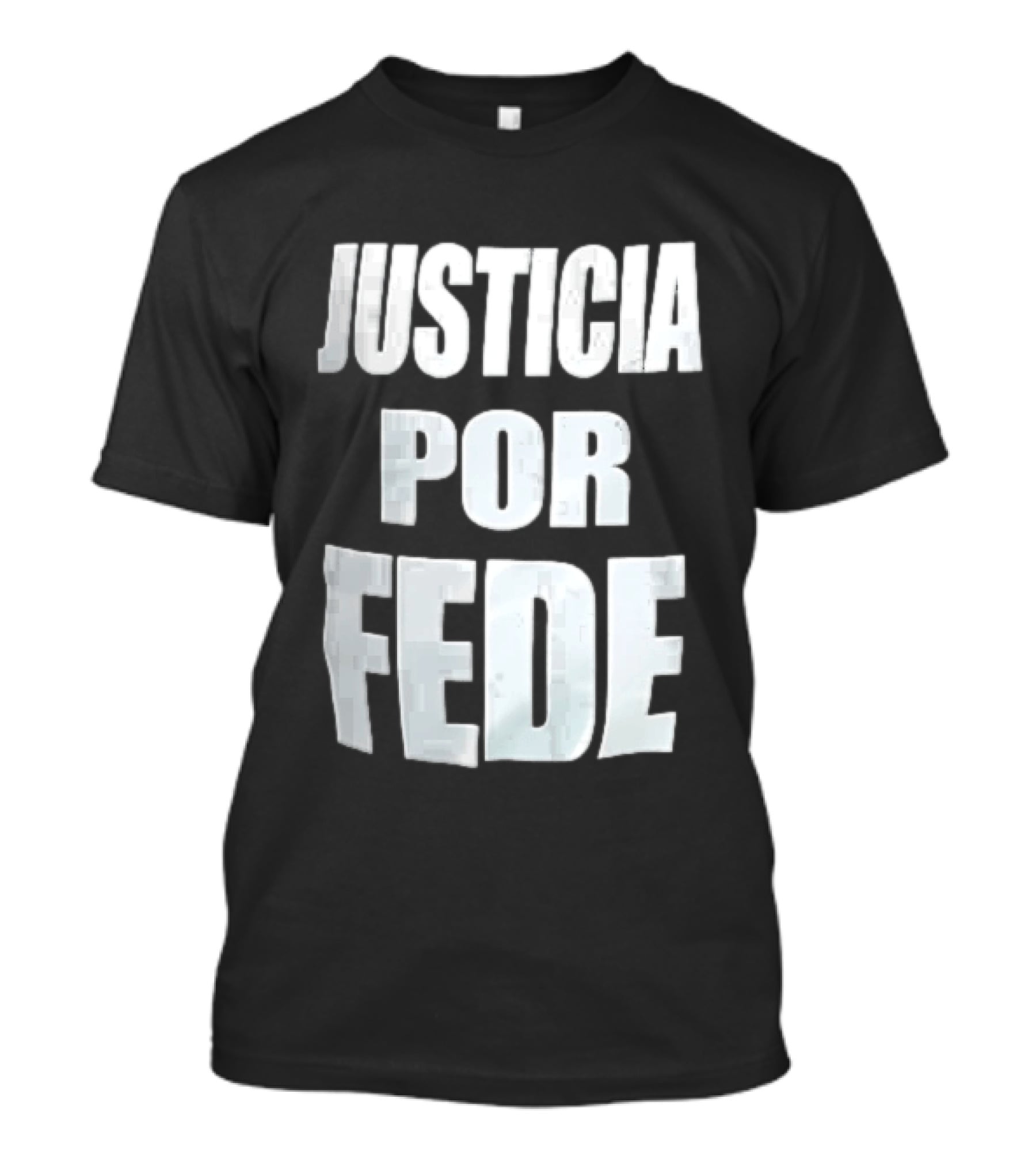 Justicia Por Fede White Block Lettering Marble T-Shirt
