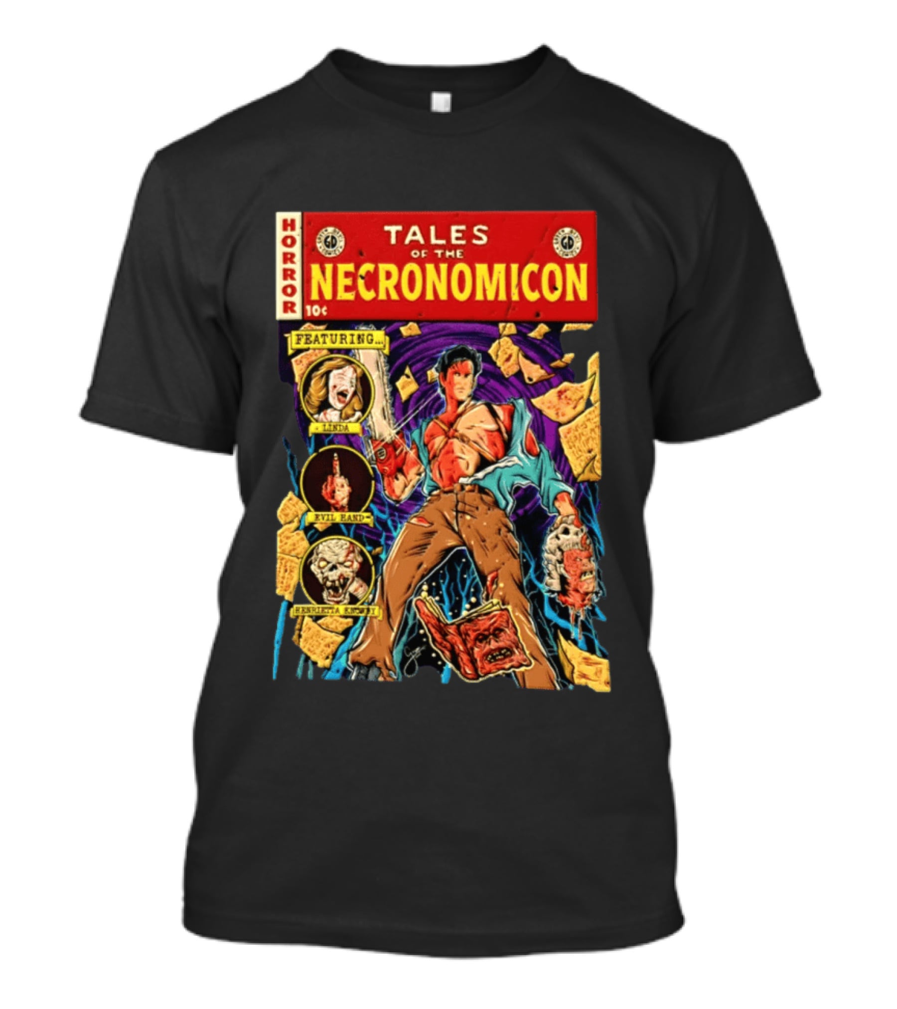 Tales Of The Necronomicon Horror Featuring Linda Evil Hand Henrietta Knoby T-Shirt