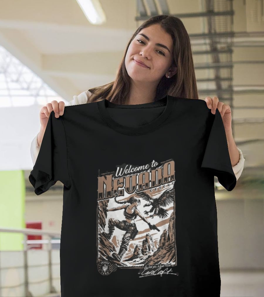 Welcome To Nevada Desert 1998 Eagle Rock Climbing Wish You Were Here Lara Croft T-Shirt