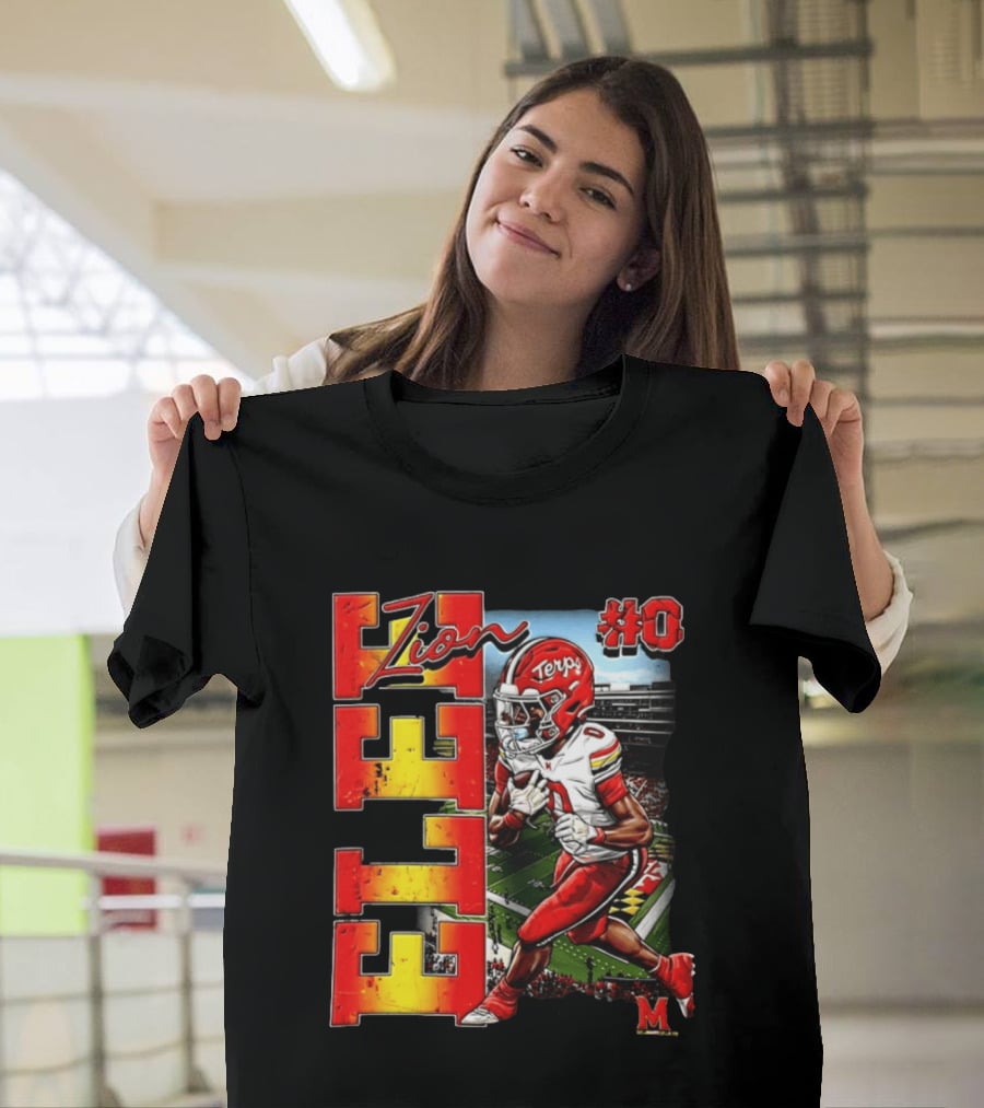 Zion #0 Maryland Terrapins NCAA Football Player Caricature T-Shirt