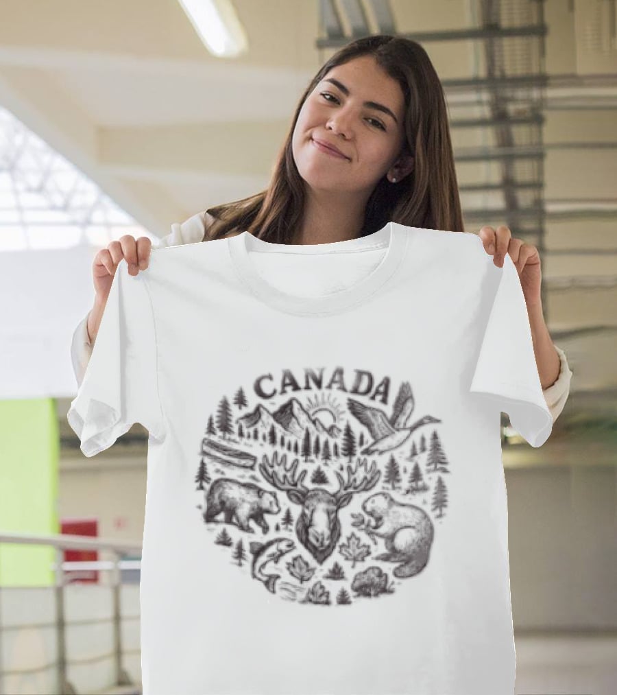 Canada Moose Bear Beaver Goose Wildlife Nature T-Shirt