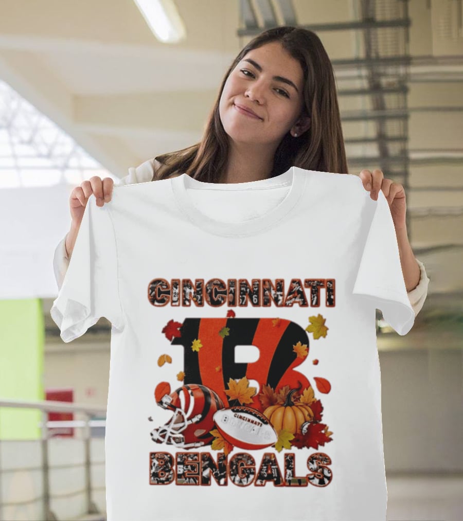 Cincinnati Bengals Autumn Fall Pumpkin Football 2026 Halloween T-Shirt