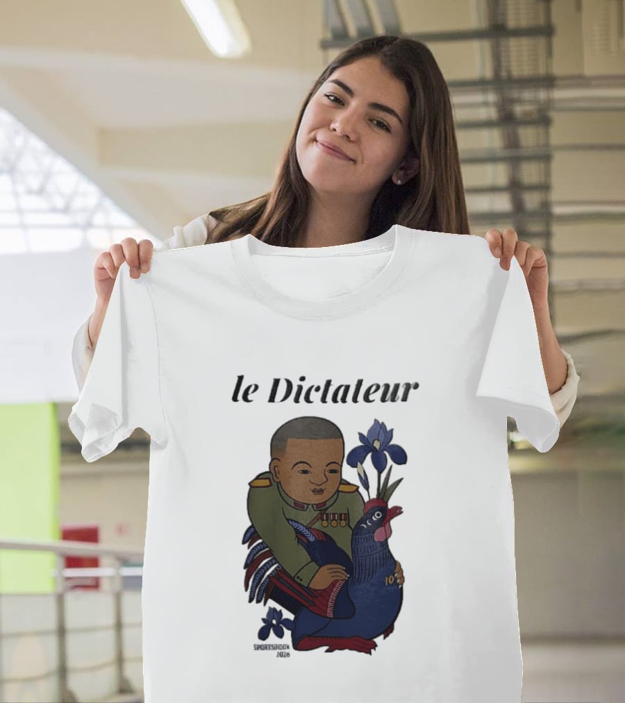 Le Dictateur Sportsbook 2026 Military Officer Cartoon French Rooster Iris Flowers T-Shirt