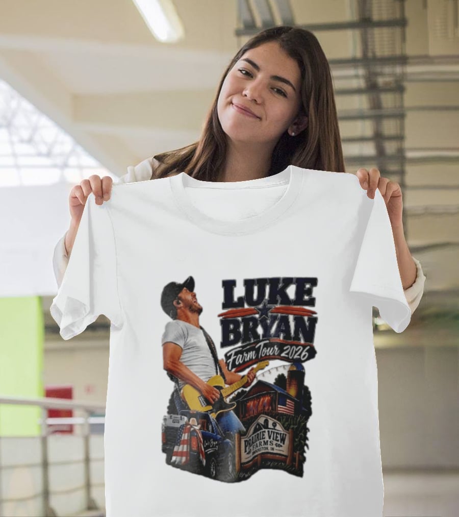 Luke Bryan Farm Tour 2026 Prairie View Farms Brookston IN Pickup Truck Barn Scene T-Shirt