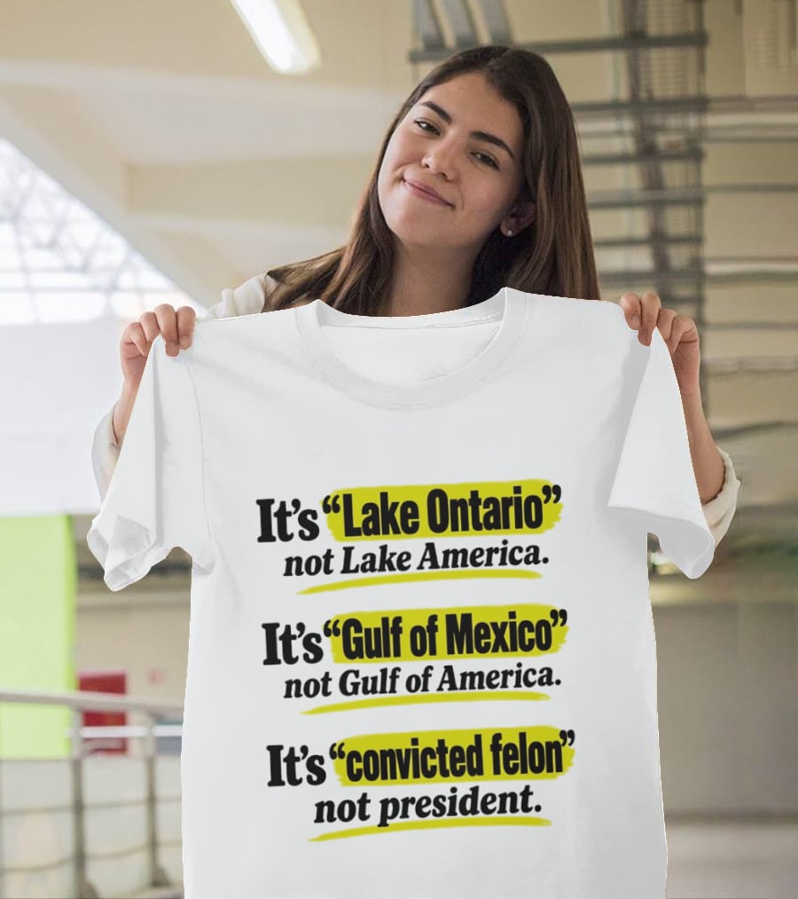 It's Lake Ontario Not Lake America Gulf Of Mexico Not Gulf Of America Convicted Felon Not President T-Shirt